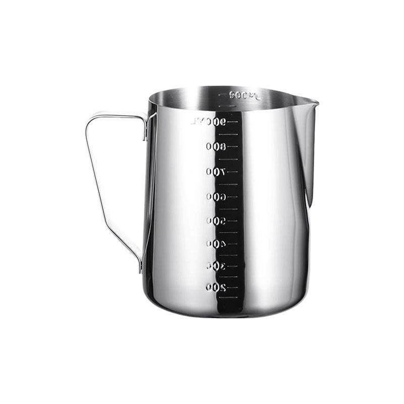Custom-made 304 stainless steel latte art pitcher with scale, spout for frothing milk, coffee latte art pitcher, available for dropshipping