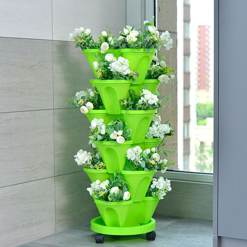 Plastic Flower Pot Three-dimensional Multi-layer Planting Box Special Box for Growing Vegetables Strawberry Pot Balcony Vegetable Pot Creative Flower Pot