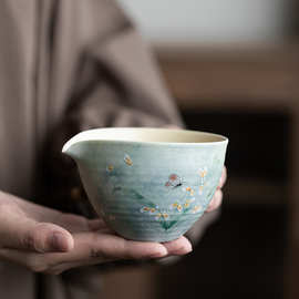 陶瓷公道杯手绘文心兰茶杯分茶器中式田园风泡茶专用茶具匀杯