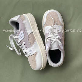 女式笑脸方块拼色厚底系带运动休闲AC透气女鞋NE小白鞋拼接低帮鞋