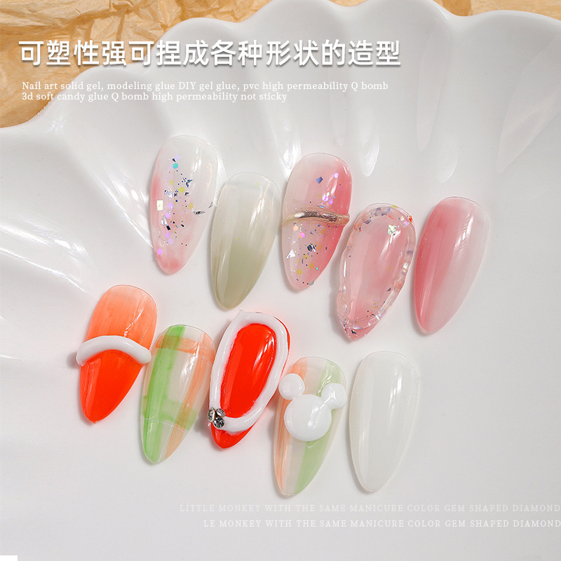 Fábrica de gel de estado sólido tridimensional 5D fondant en relieve flor PVC manicura elástica caramelo transparente fototerapia gel esmalte de uñas