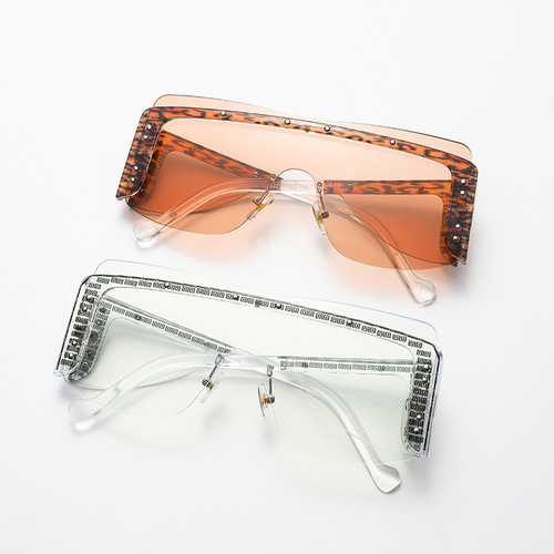 S218 New Style Rice Nail One-piece Windproof Sunglasses Fashionable Trendy European and American Style Travel Driving Leisure Goggles