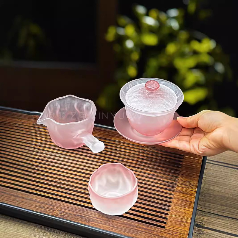 Patented Cloud Wave Three-Talent Gaiwan Tea Cup Set for Home Use - High-End Kung Fu Tea Set for Brewing Tea