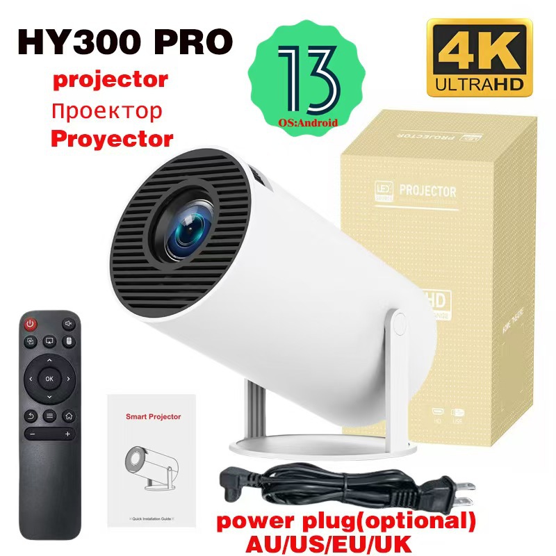 Cross-Border New Model Hy300Pro 4K High-Definition Portable Projector Home Smart Android Projector