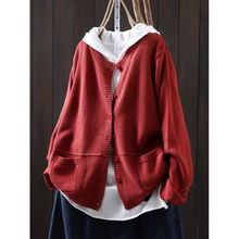 双口袋棉线针织外套女宽松显瘦秋装文艺休闲百搭长袖外穿毛衣开衫