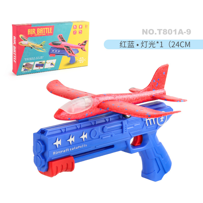 Tiktok Venta caliente espuma luminosa Catapulta Aviones pistola lanzador de mano planeador juguetes para niños al aire libre puesto juguetes del mercado nocturno