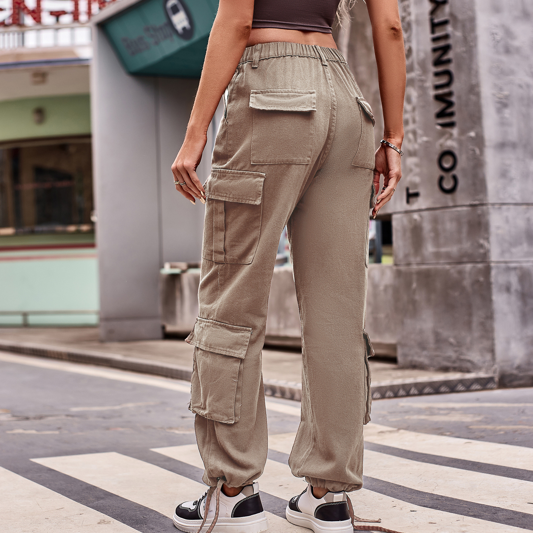 Pantalones Cargo Vaqueros de Diseño Holgado con Cordón, Estilo Informal y Deportivo, para Mujer, Comercio Exterior Europeo y Americano, Novedad de Amazon 2024