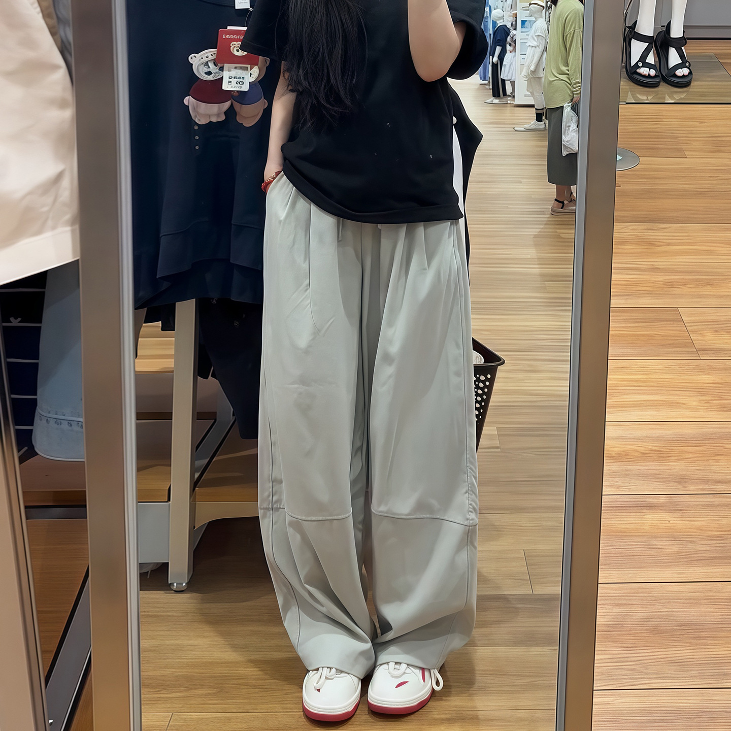 Gray Pants Plus Size for Women, Slimming Loose Bf Lazy Style Wide-Leg Sports Long Pants, Pear-Shaped Body Cargo Pants
