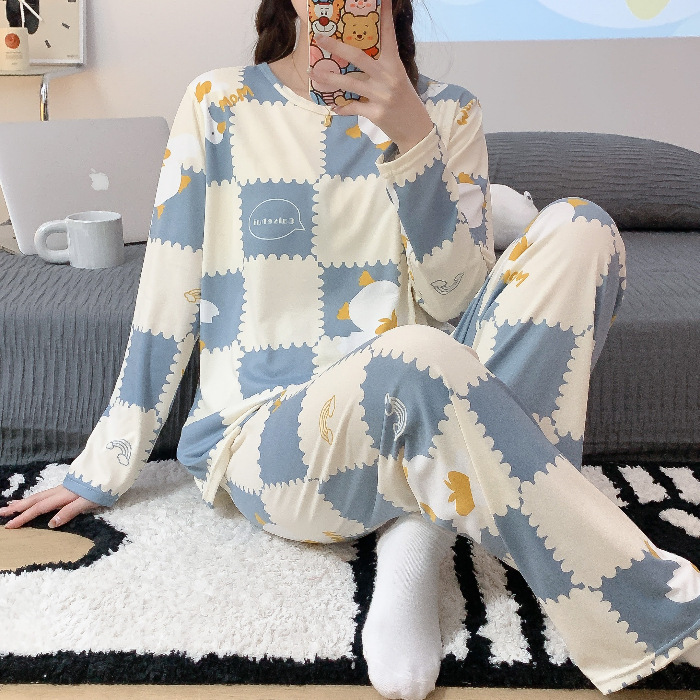 Chubby Girl Plus size pijamas Otoño de las mujeres Nuevo 2023 pantalones de manga larga sueltos traje de desgaste para el hogar Sudeste Asiático transfronterizo