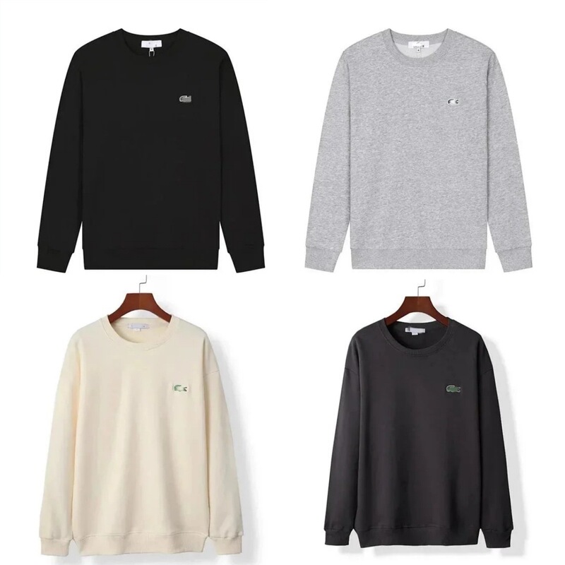 Cross-Border Export Pure Cotton Embroidered Crocodile Logo 2025 Men's Long-Sleeved Round Neck Sweatshirt Autumn and Winter Loose Bottoming Shirt Top