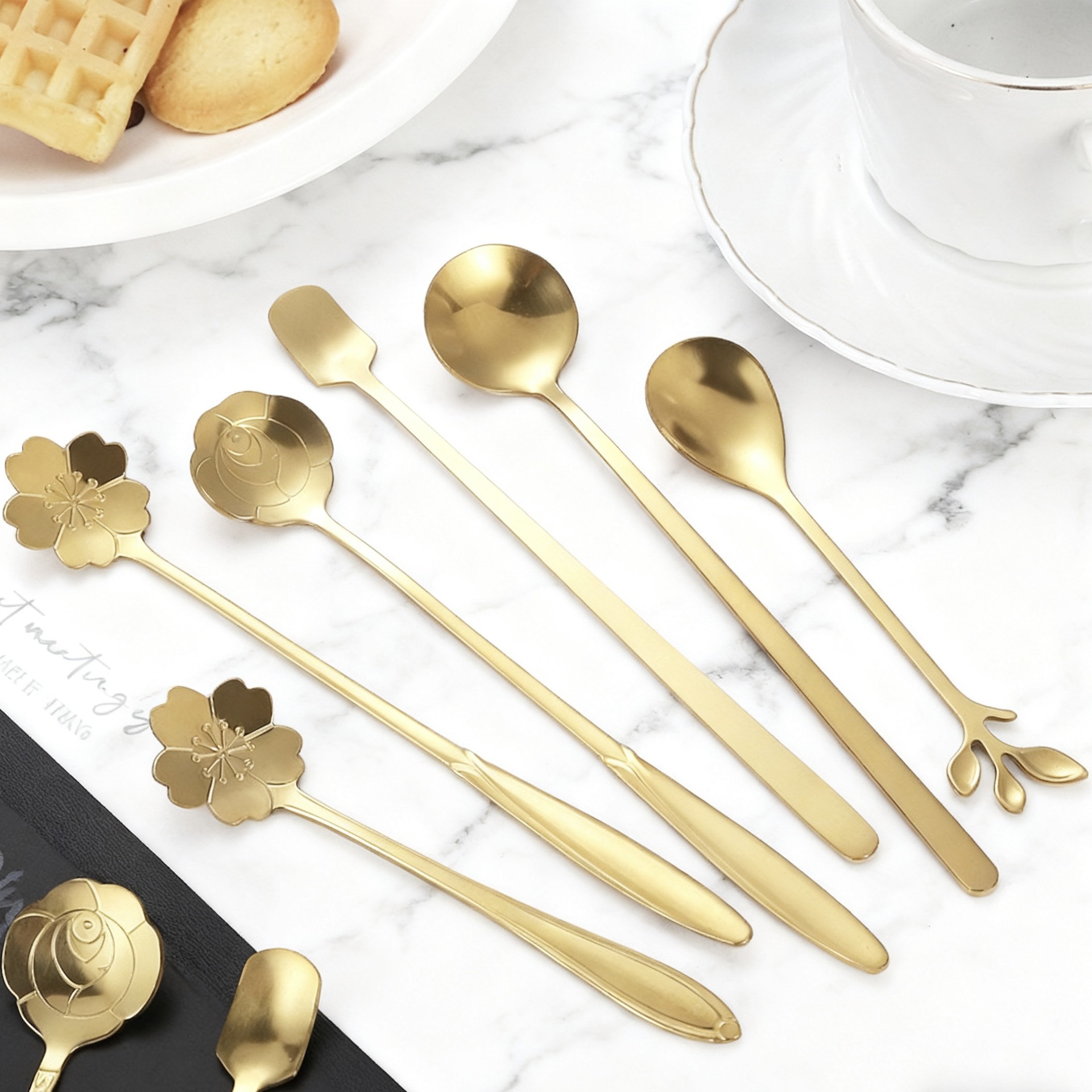 Cuillère à mélanger acier inoxydable motif fleur de cerisier_voghion.com