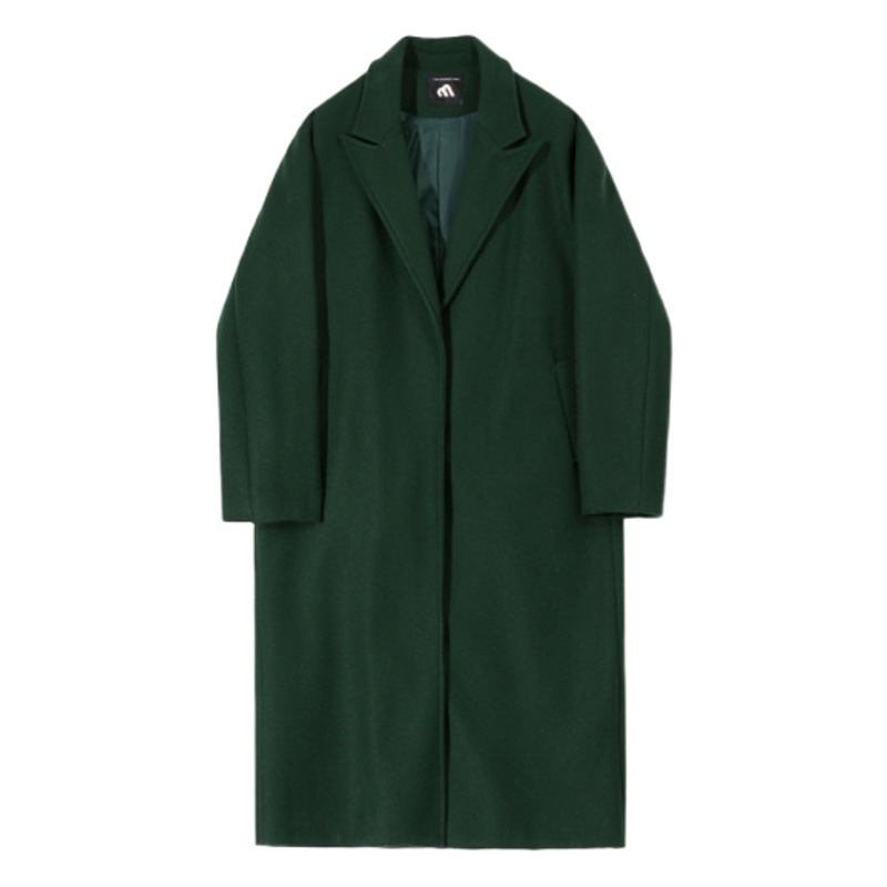 MYQ largo abrigo de lana de los hombres de otoño e invierno estilo Coreano flojo de alta calidad forrado de lana gruesa gabardina