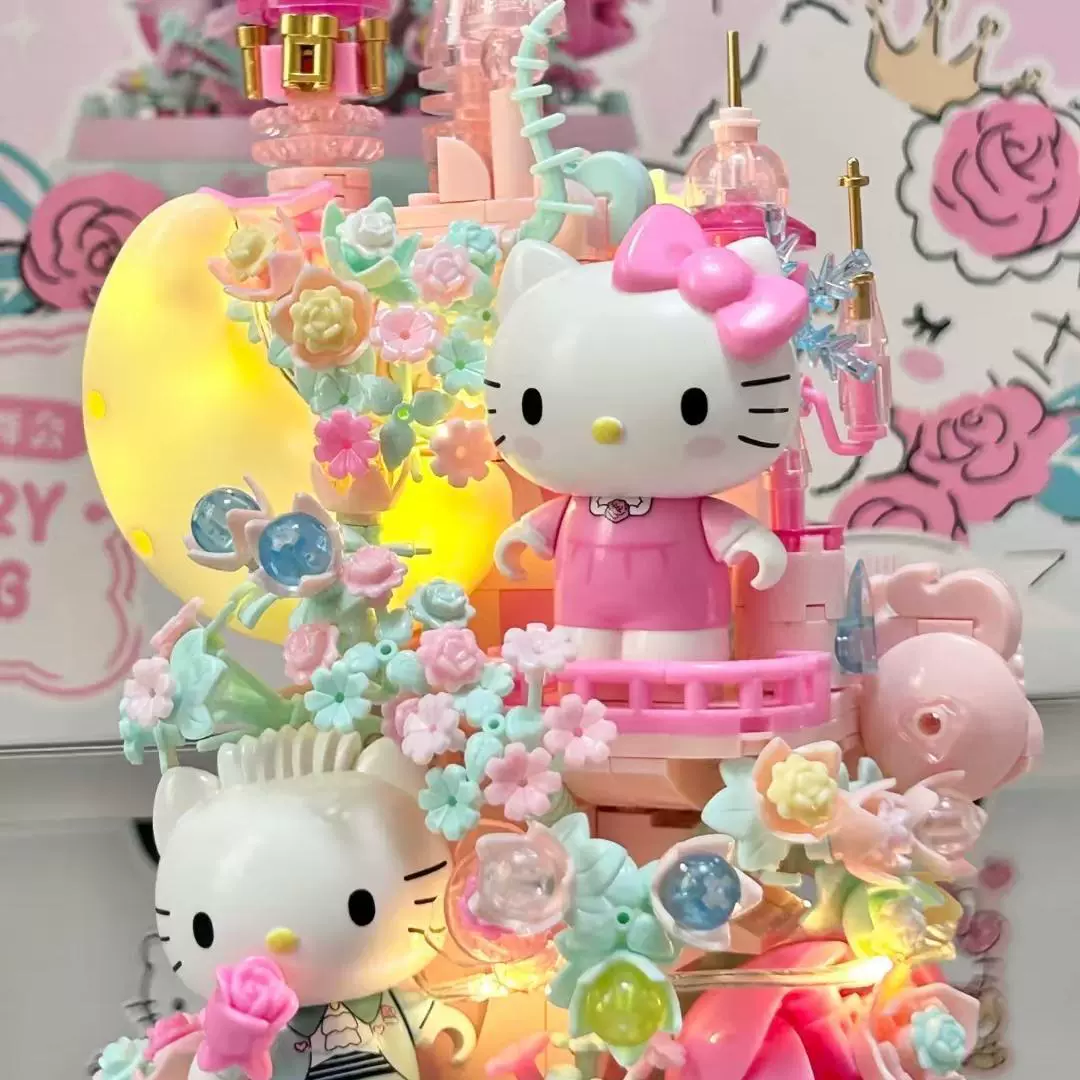 月光社 Sanrio Hello Kitty, игрушка-музыкальная шкатулка-конструктор, подарок для девочки