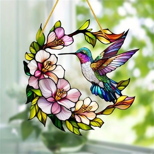 Cross-border New Christmas Red Bird Light Trap Acrylic Pendant Home Outdoor Garden Courtyard Hanging Decorative Hanging Ornaments