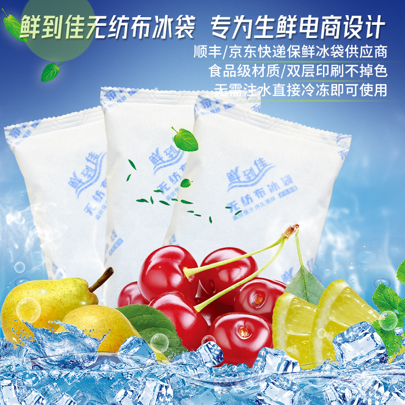 鲜到佳无纺布冰袋250g生物凝胶蓝冰防冷凝水荔枝松茸燕窝专用保冷