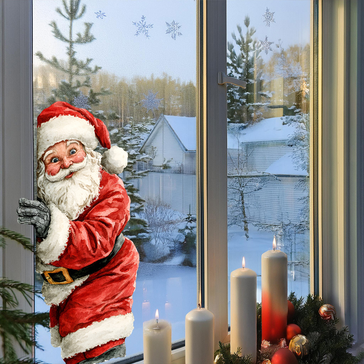 Sticker mural noël père noël décoration vitre et vitrine_voghion.com