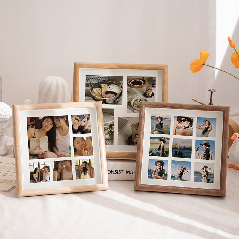 Hollow Stereoscopic Photo Frame Palace Card Paper Photo DIY Handmade Shell Small Conch Seed Specimen Frame Wooden Picture Frame