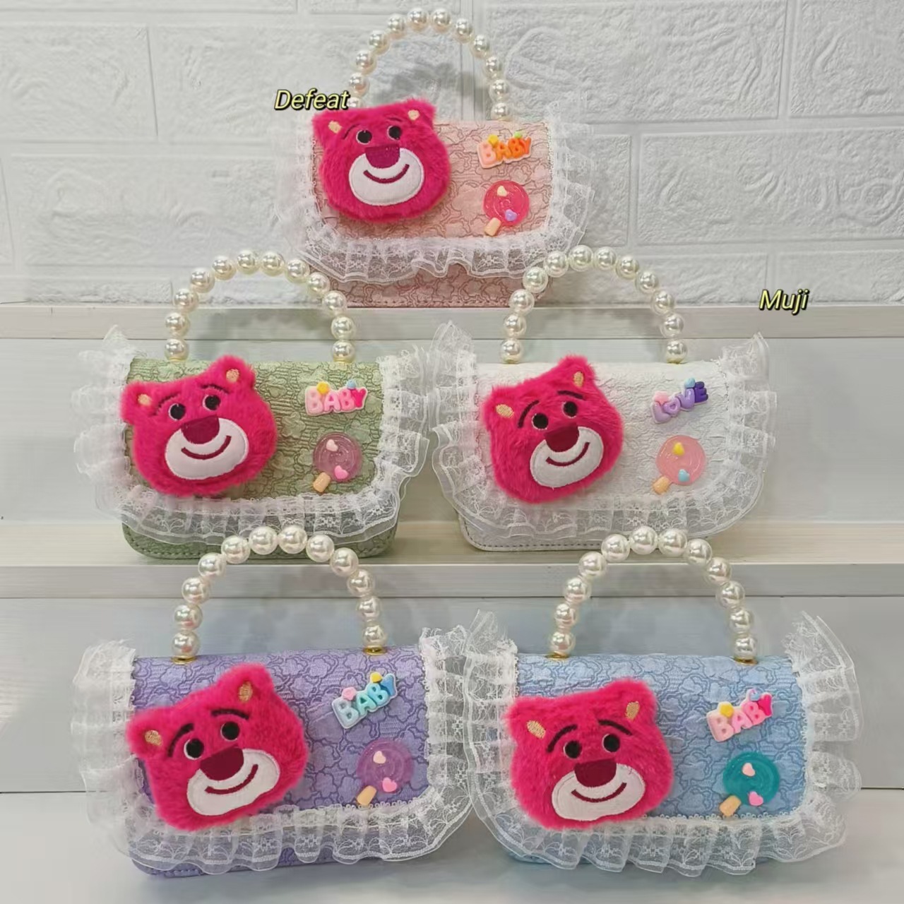 Bolso de perlas bolso de hombro bolso de cambio bolso de princesa bolso de dibujos animados bolso de fresa oso bolso de niños bolso de cadena