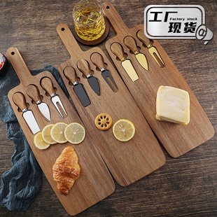 Cross-border in stock Acacia Cheese Board suit Cheese Knife Cheese Board Wooden Cutting Board Chopping Board Steak Board Cheese Knife