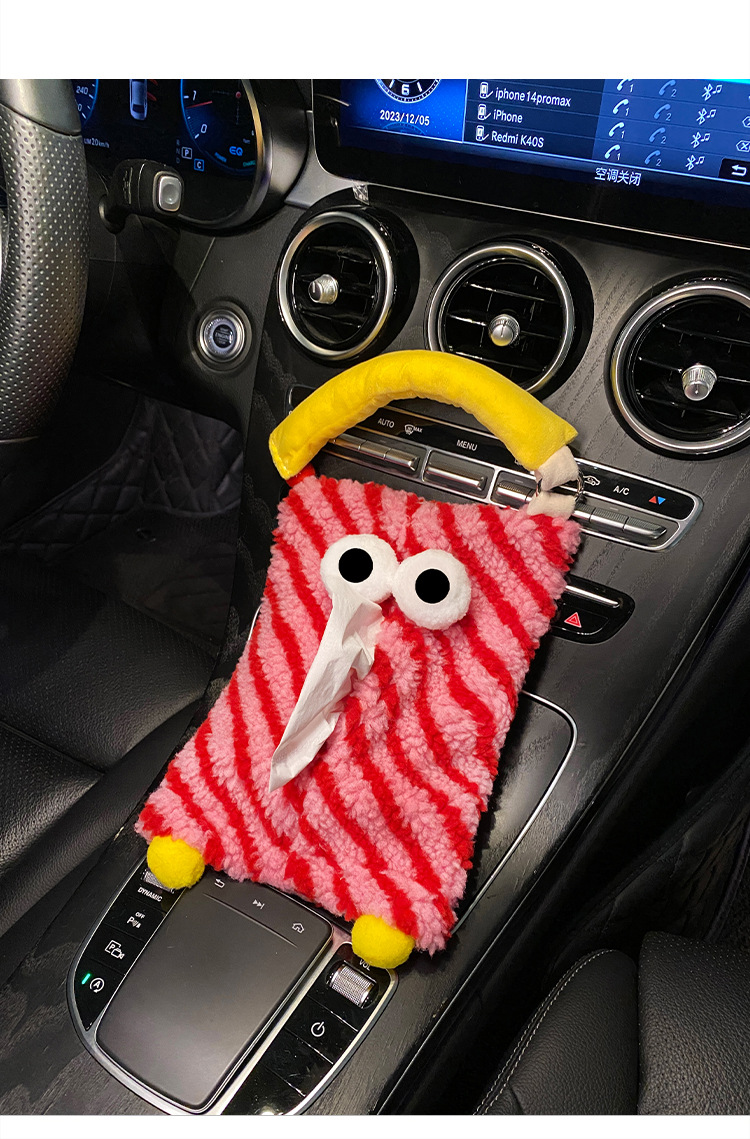 Car Seat Back Tissue Holder Funny Car Tissue Box Hanging Cartoon Monster Car Interior Decoration