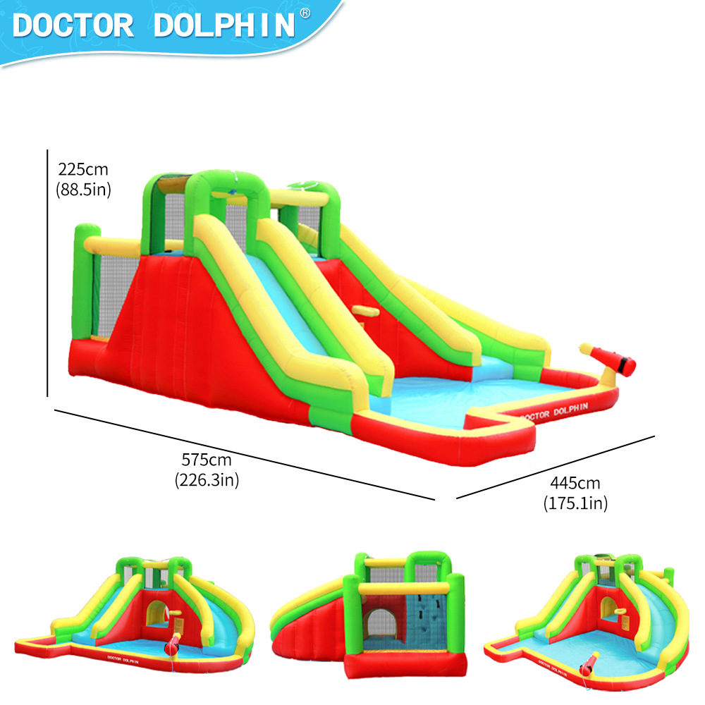 Doctor Delfín | Castillo inflable para niños, pequeño castillo inflable acuático para interiores, tobogán inflable acuático tipo trampolín.