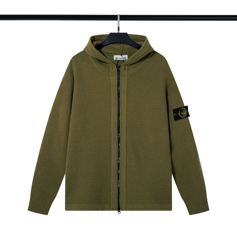 Cross-Border Stone Stone Island Zip-Up Hooded Functional Hooded Knit Sweater with Badge for Men and Women, Autumn and Winter Cross-Border Stone Stone Island Zip-Up Hooded Functional Hooded Knit Sweater with Badge for Men and Women, Autumn and Winter