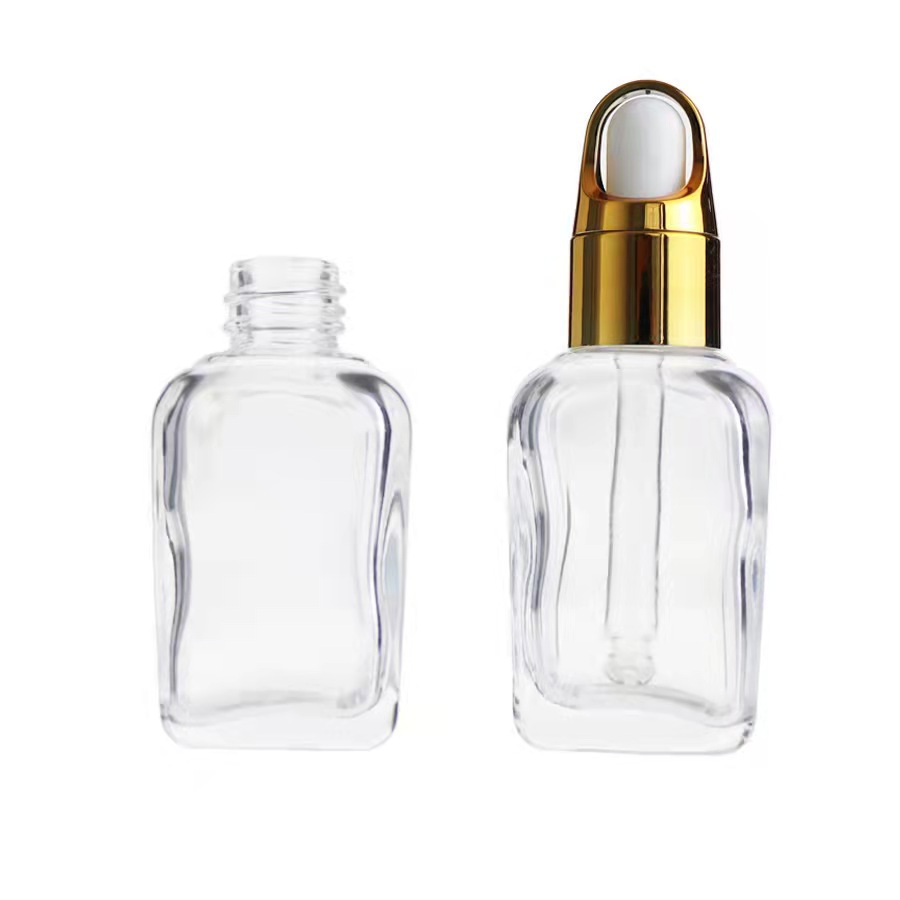 现货供应20ml方形透明精油瓶 玻璃滴管精油瓶 乳液瓶 精华液瓶