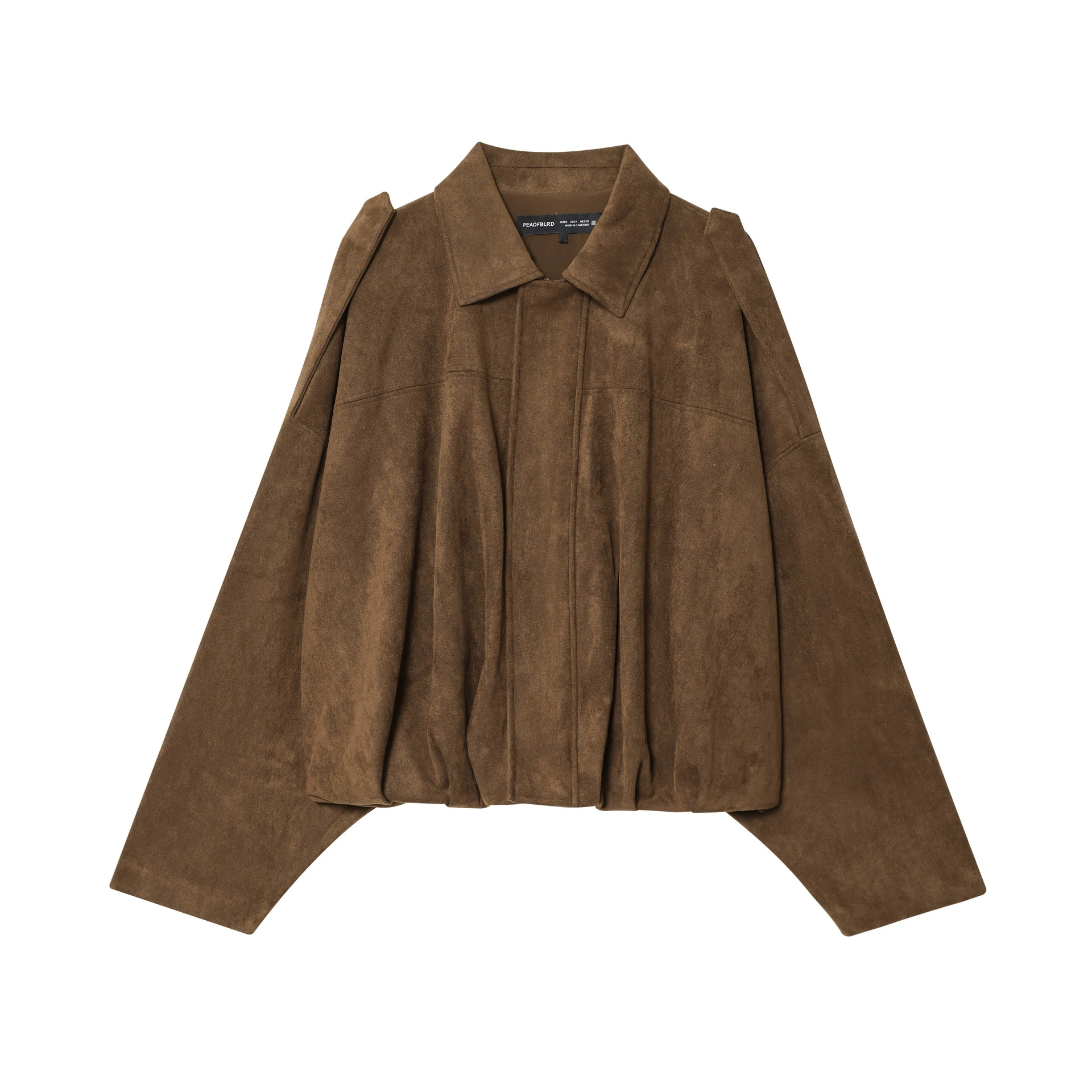 2025 Fall Casual Women's Solid Color Faux Suede Effect Bomber Jacket