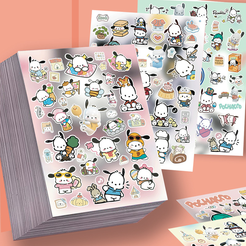 8 Pacha Dog Cut Film Stickers, High-Looking Sanrio Cute and Popular Japanese Style Collage Material Package Waterproof Stickers