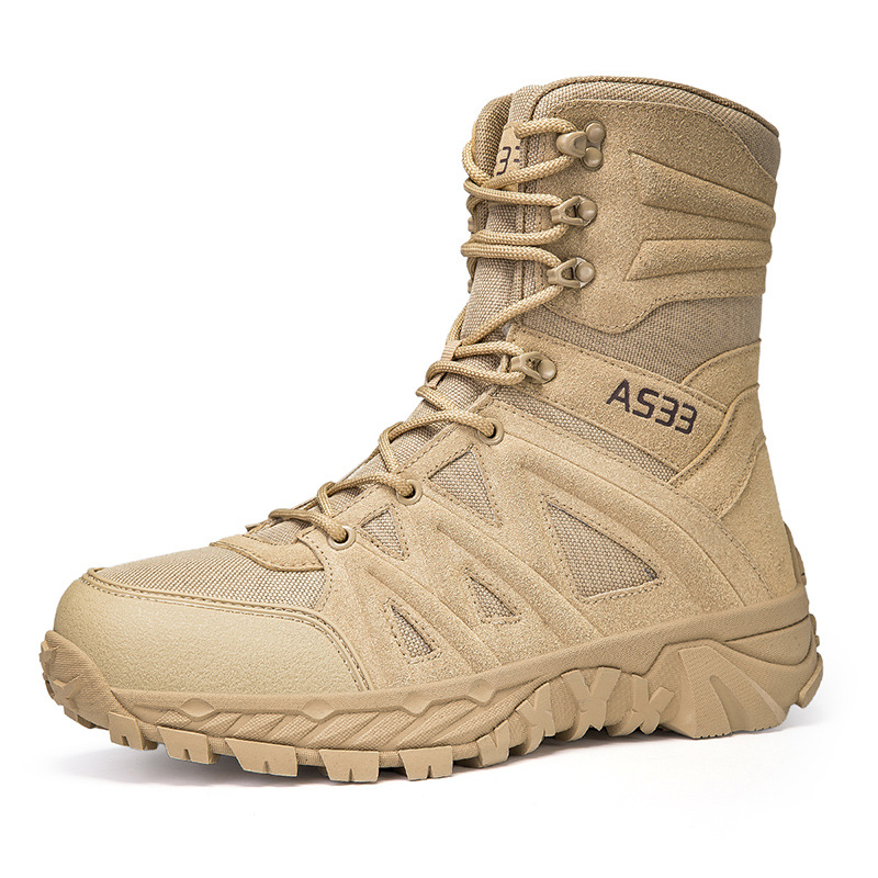 Botas militares de caña alta de gran tamaño transfronterizas al por mayor, botas tácticas transpirables, botas de combate resistentes al desgaste al aire libre, botas de entrenamiento de senderismo de fuerzas especiales