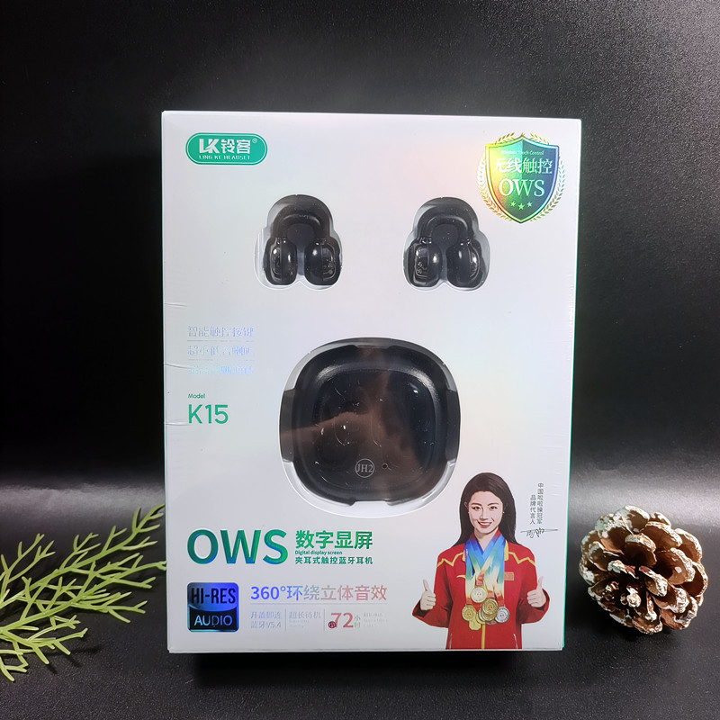 Los auriculares Bluetooth de la pinza auricular de lingke no pueden mostrar el número de auriculares. la cápsula espacial transparente de conducción auricular tiene un bajo pesado en Stock.
