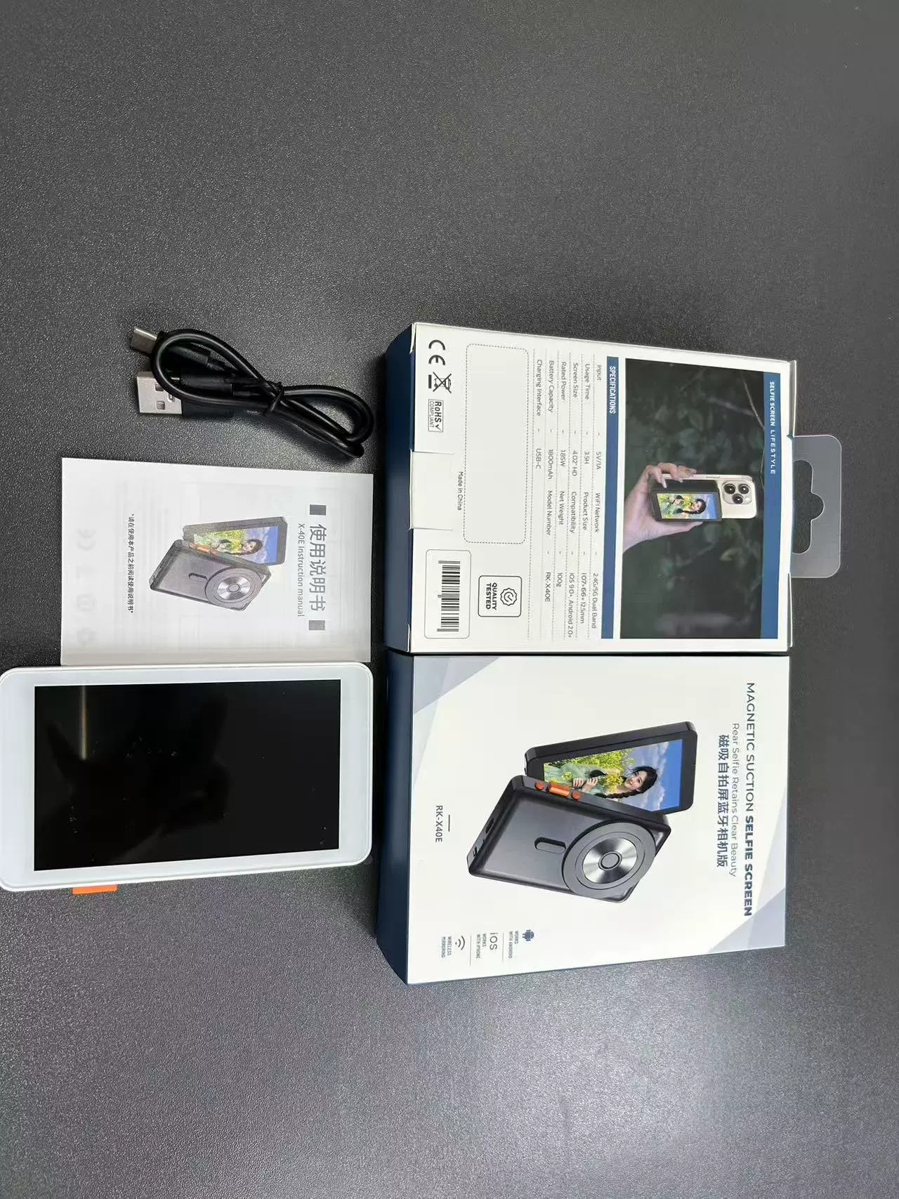Touchscreen phone screen sharing device X40P, 4.0″ touch, 2300mAh, USB-C wireless projector