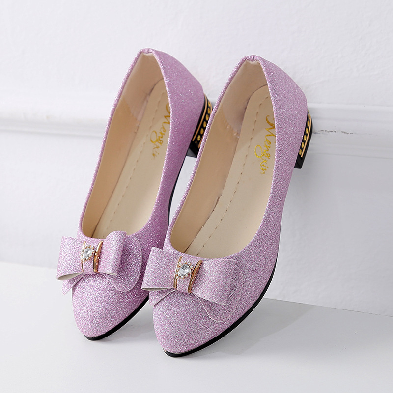 Spring Bow Knot Mom Shoes Low Cut Women's Sequined Soft Soled Loafers Professional Single Shoes_vogvips.com