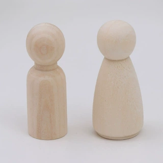 55mm原木色木偶人 荷木毛胚小木人 儿童彩绘木头人 diy木制品批发