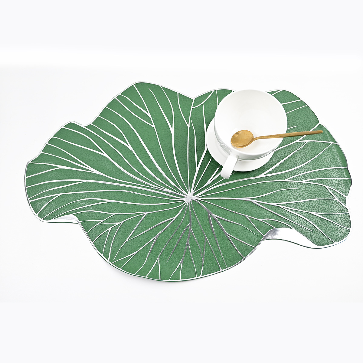 Nuevo mantel de oro con hoja de loto, juego de té chino, pvc, tapete de mesa impermeable y antideslizante, tapete de mesa de aislamiento térmico, posavasos de comida occidental, fácil de limpiar