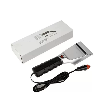Cross-border car snow shovel, multifunctional winter snow cleaning tool, ice and snow removal, 12V car-mounted heated snow shovel (Car cleaning tools) - plug-in-model-in-black-and-silver-12v-for-car-use