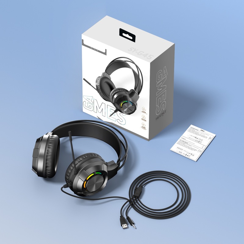 ヘッドマウント型有線重低音ゲーミングヘッドセット（マイク付き、発光機能搭載、ノートパソコン対応、耳掛け式）|undefined