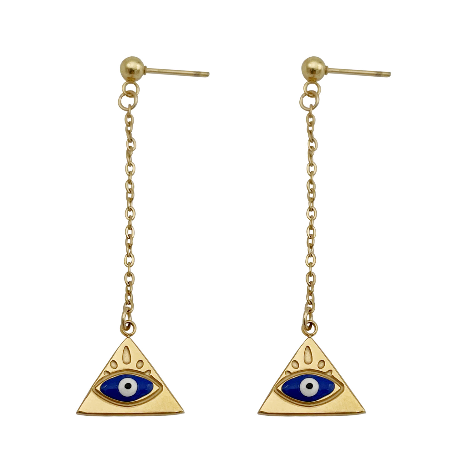 Fashion Triangle Eye Stainless Steel Plating Earrings 1 Pair