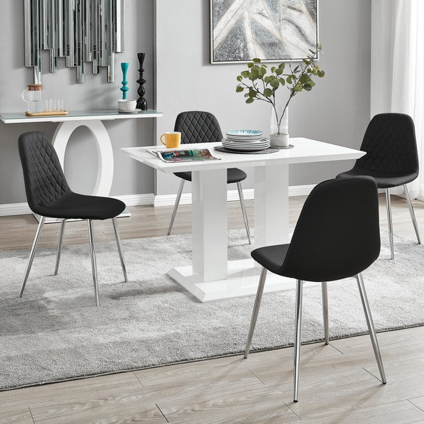Mesa de comedor de vidrio, mesa de comedor de lujo ligera, alta sensación, mesa para 4 personas, mesa de comedor moderna y simple.