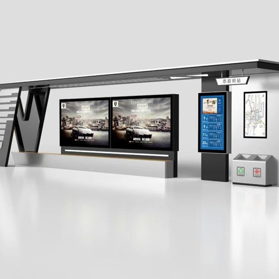 定制智慧公交站智能监控环境监测广告显示8米ZHGJZ—001