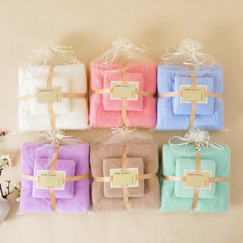 High-density coral velvet mother-child set towel is softer and skin-friendly than pure cotton absorbent bath towel two-piece bath towel set