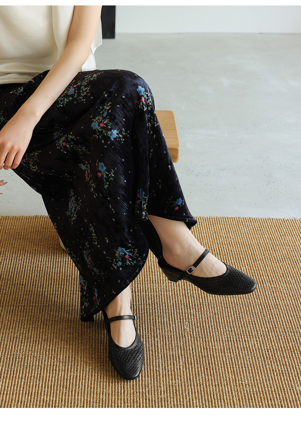Sandal cao gót nữ hở mũi quai ngang gót 6 cm — đen chi tiết 13