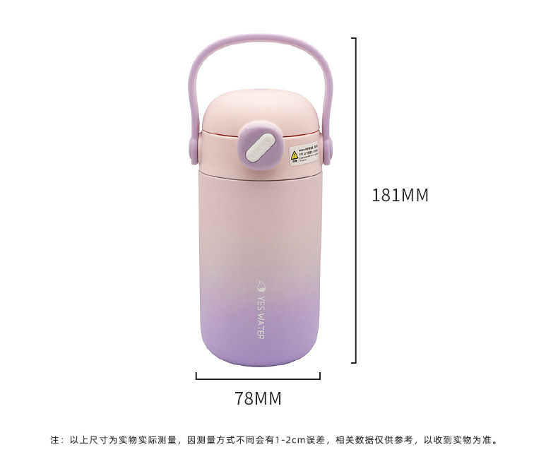 Wholesale of high-appearation-level, simple and insulated water cups, convenient carrying rings, double-drinking, creative gradient student sports travel cups pic 27
