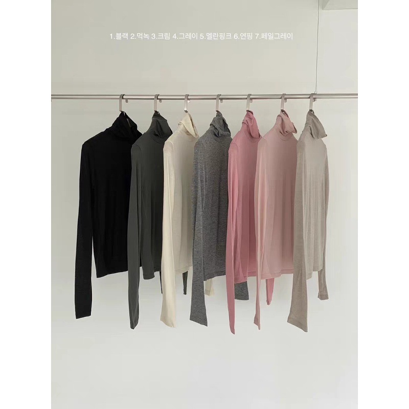 秋季女韩国东大门代购egg净版长绒棉高领长袖打底T恤#