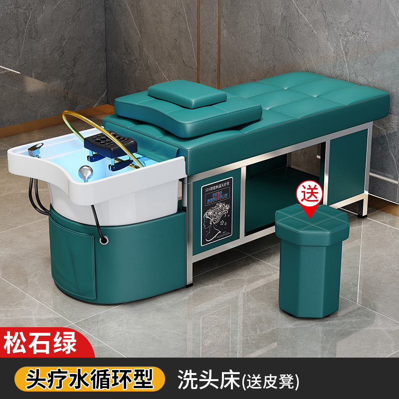 Lavabo de cerámica-verde turquesa + circulación de agua