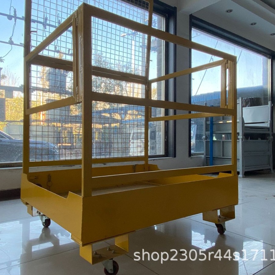 移动黄色仓储笼网格可带轮推车式折叠式仓储笼仓库理货周转车