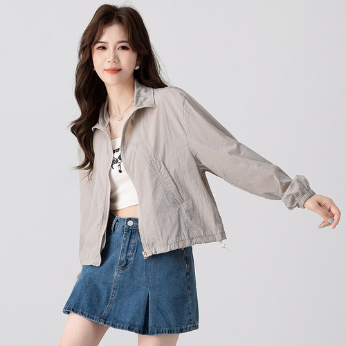 Lapel Short-Sleeve Women's Summer New Casual Loose Hem Drawstring Top Coat for Petite Women