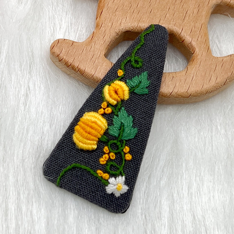 Lu bordado lindo gato perla coreano pinzas de pelo hechas a mano diy bordado creativo para chicas rotas flores pinzas de pelo lateral