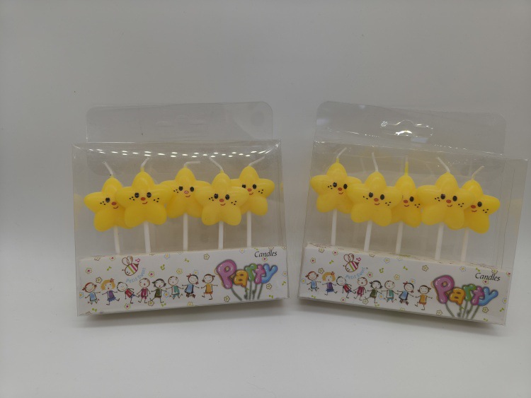 Candada de estrella de cinco puntas, decoración de pastel, fiesta de vacaciones para niños, complemento de vela, estrella de cinco puntas, cara sonriente, vela de cumpleaños