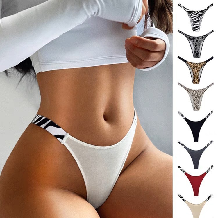 Leopard print sexy cotton thong seamless pure desire hot girls breathable zebra striped briefs European and American fashion underwear